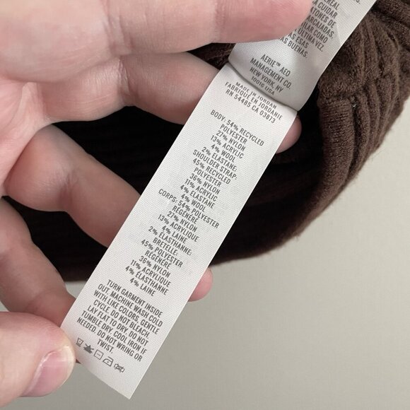 Aerie Women L Brown Ribbed Knit Wool Blend Crop Cross Front Sweater Tank Top NWT - Picture 12 of 14